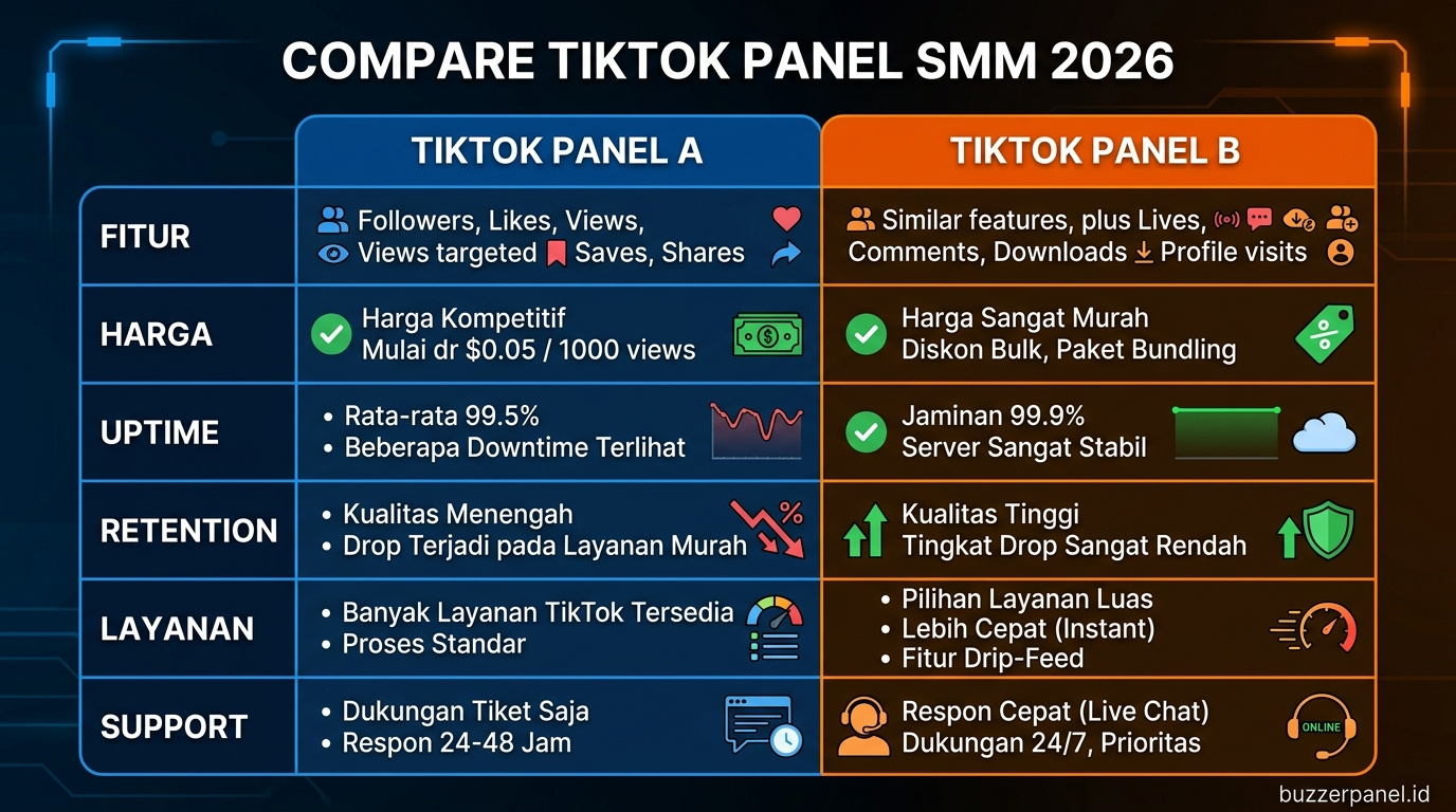 Infografik analisis Tiktok Panel Smm 2026