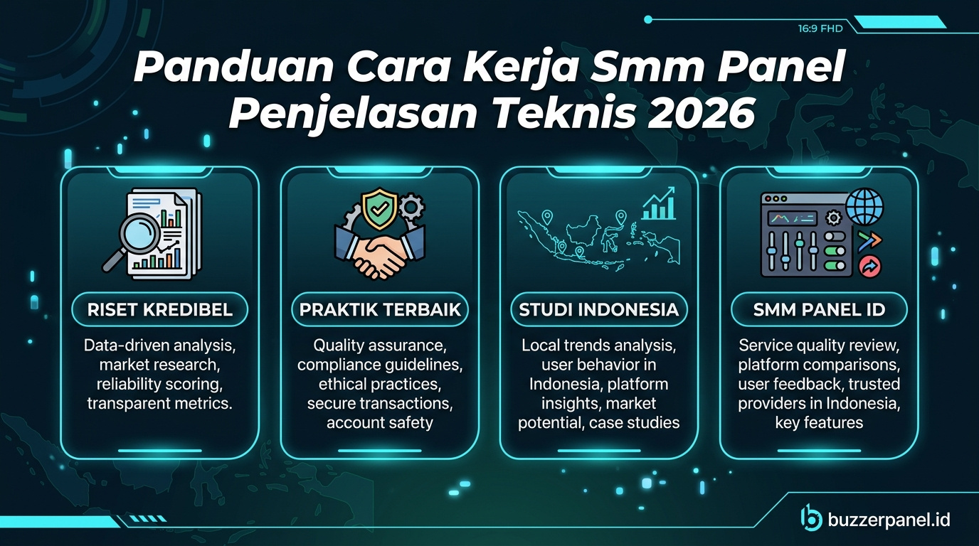 Infografik analisis cara kerja smm panel penjelasan teknis 2026