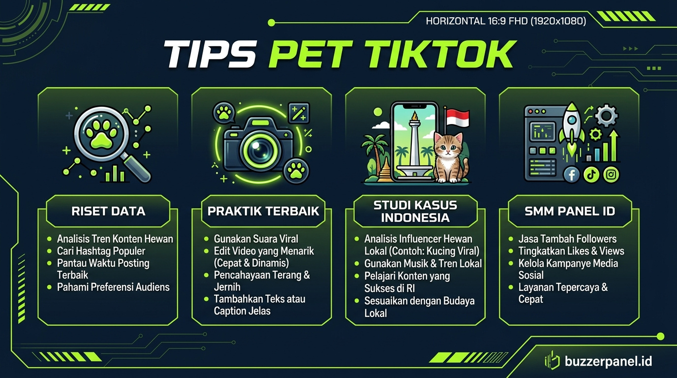 Infografik analisis cara bikin konten pet tiktok viral 2026