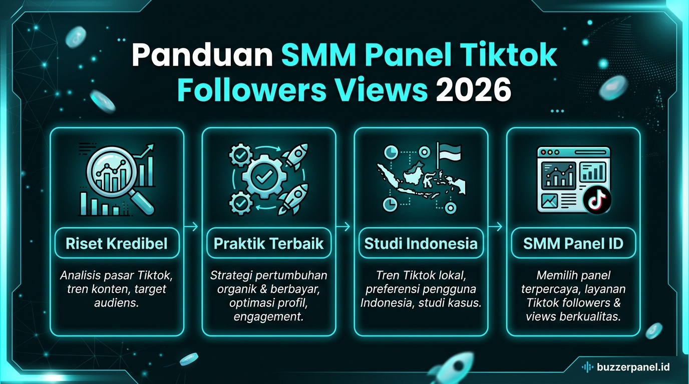 Infografik analisis smm panel tiktok followers views 2026