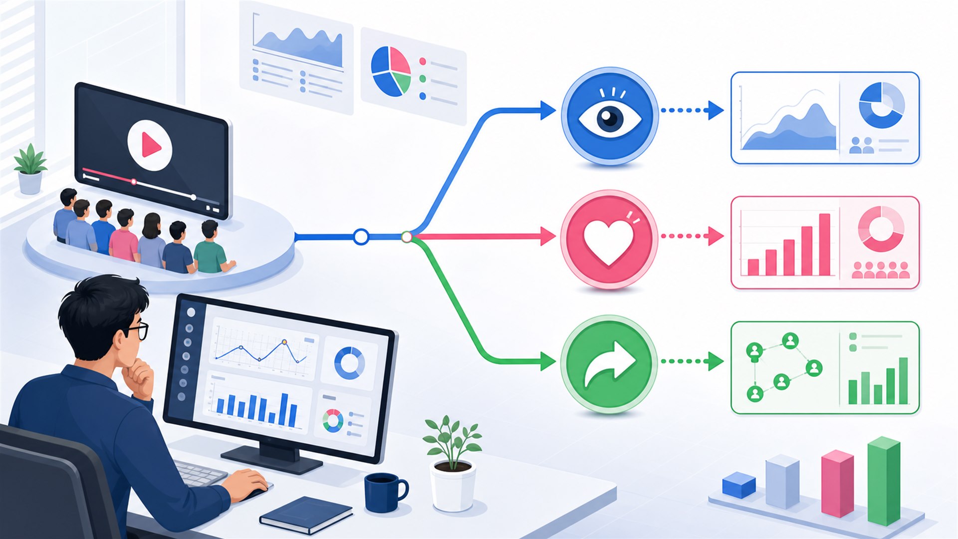 Funnel Views Likes dan Share TikTok Diagram panel share tiktok dalam funnel views likes dan tindakan berbagi