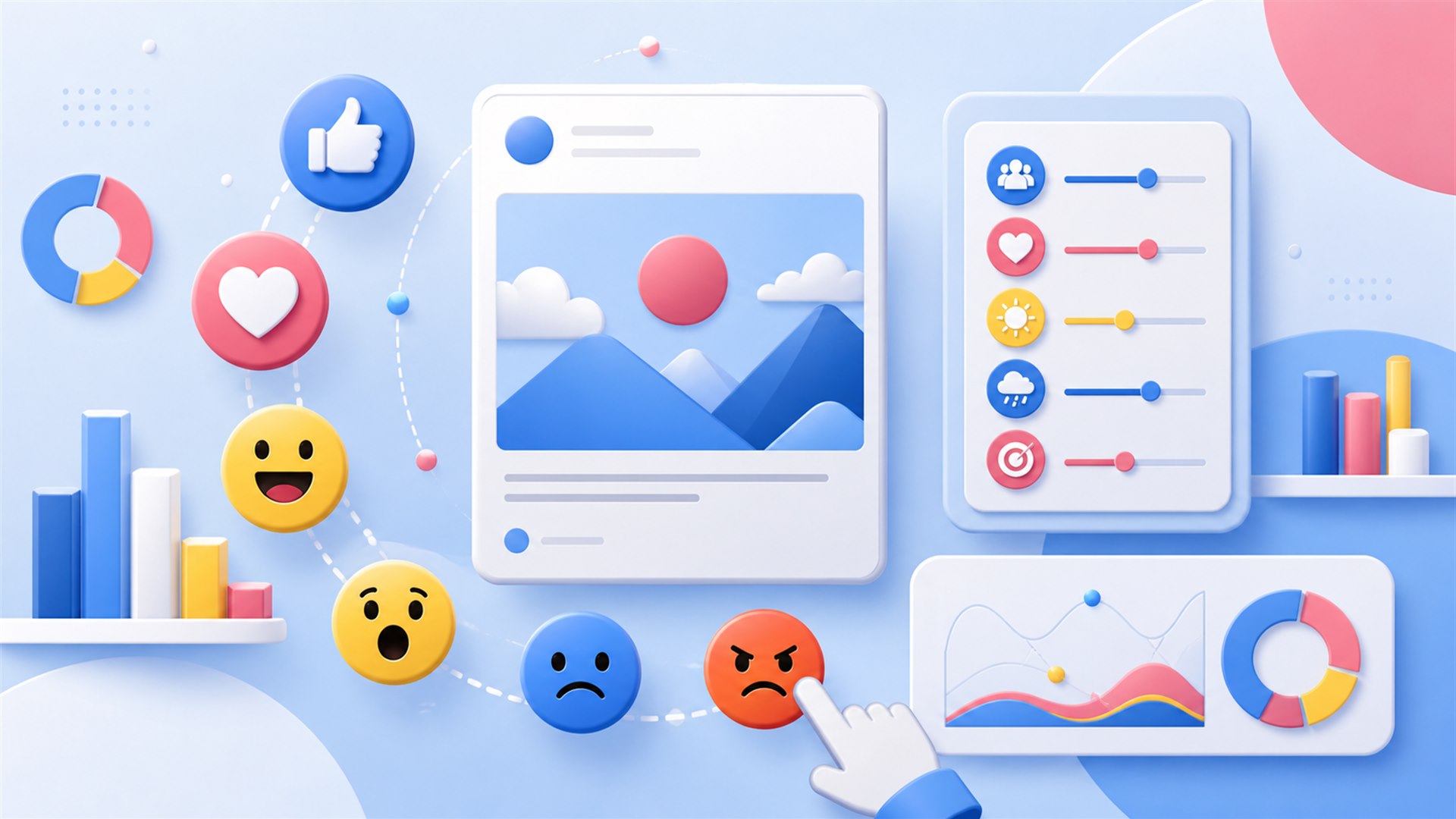 Panel reactions Facebook dengan pilihan Like Love dan reaksi campuran pada satu postingan