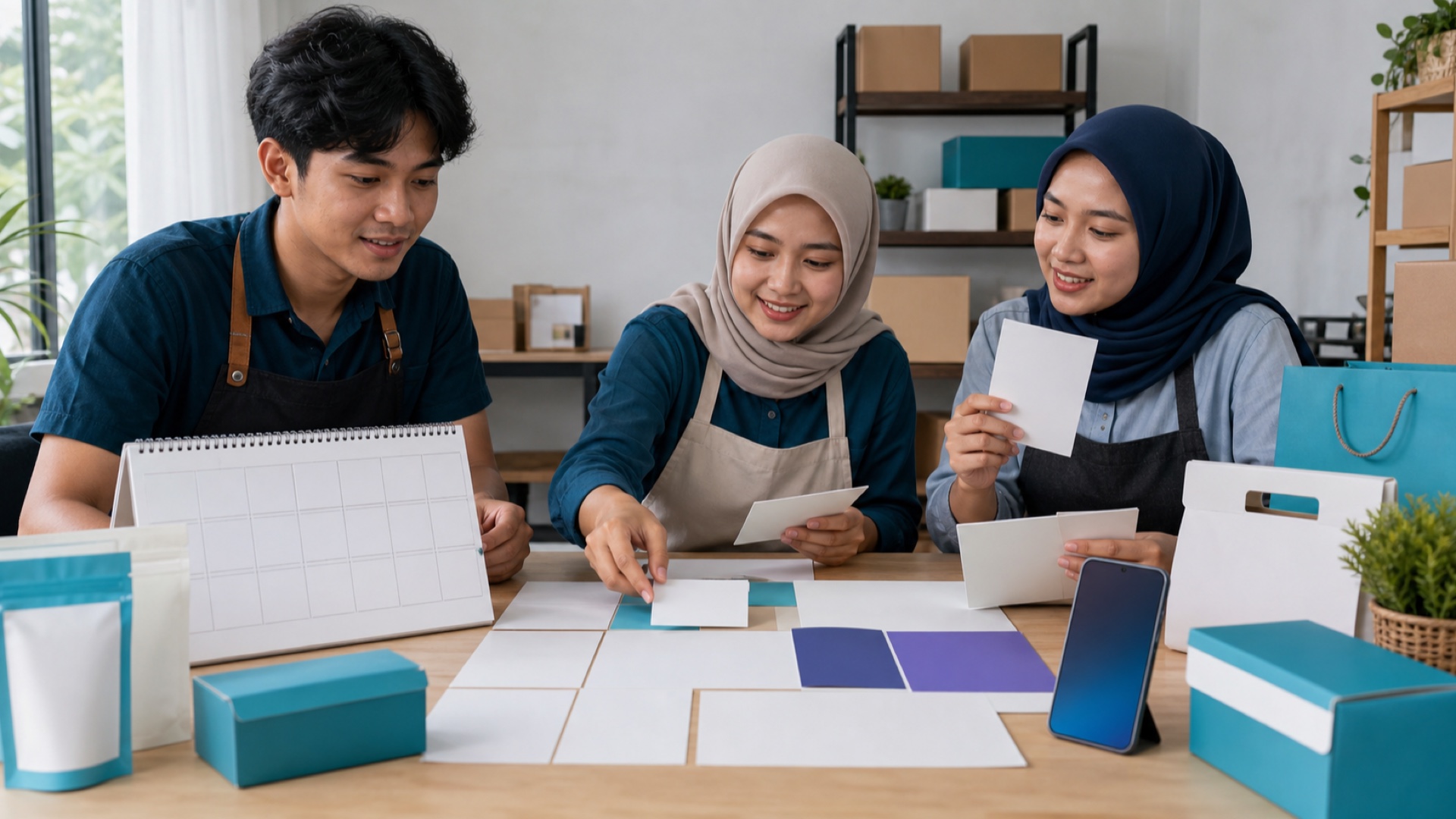 smm panel untuk kalender promo bulanan UMKM dengan tim menata kartu kampanye dan produk