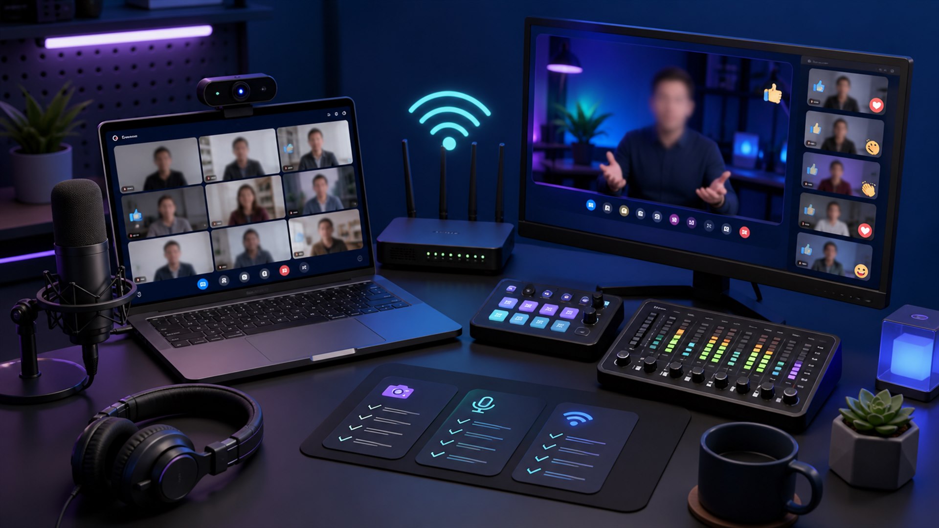 Persiapan Teknis Live YouTube dari Zoom Meja kontrol untuk persiapan cara live streaming YouTube dari Zoom