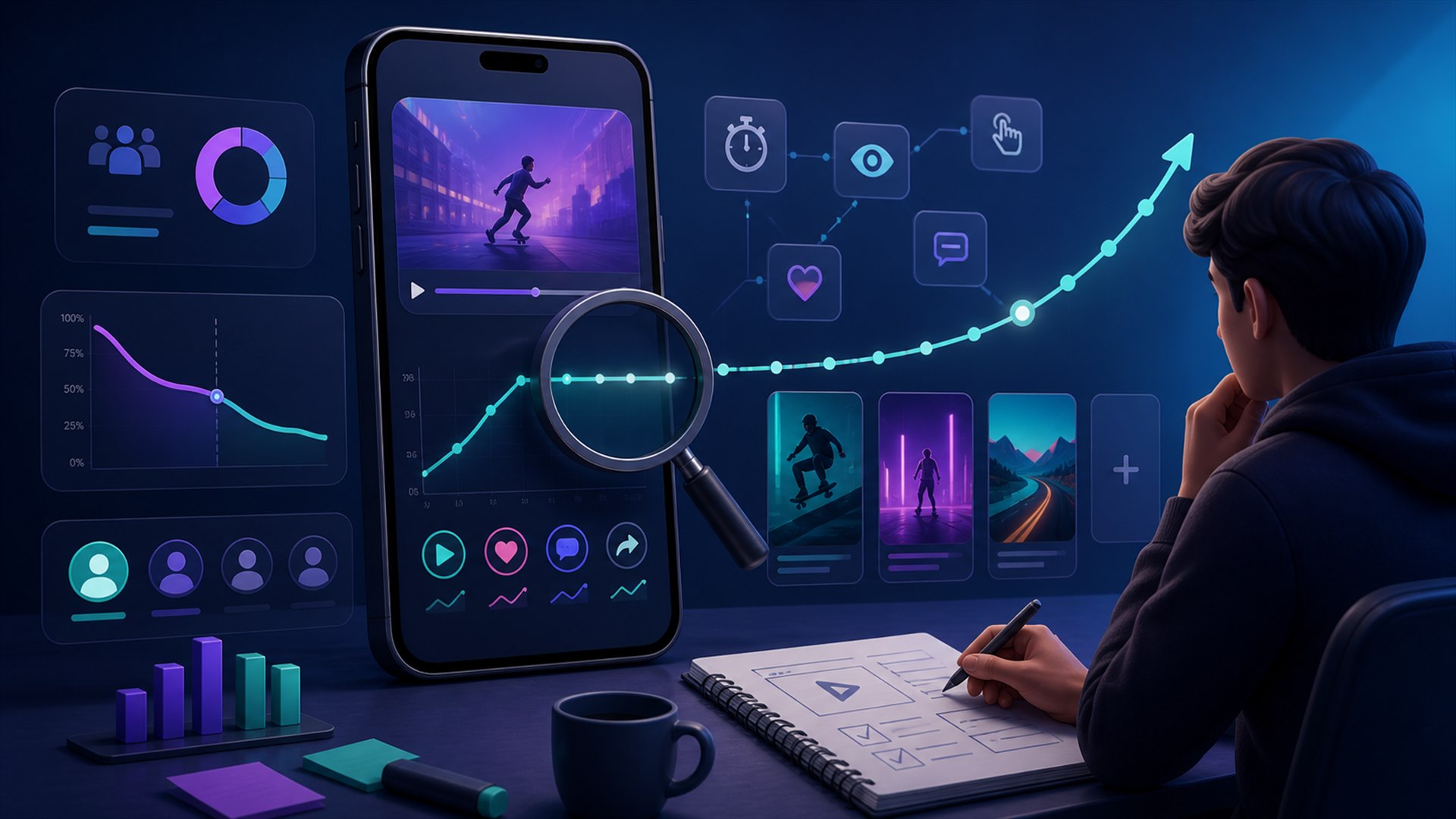 Ilustrasi cara mengatasi view TikTok mentok di 200 melalui audit performa konten