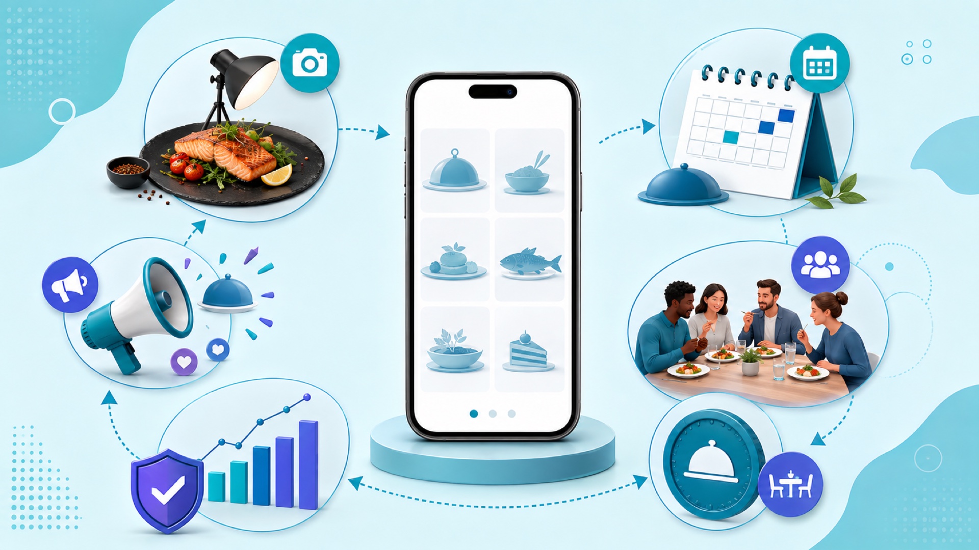 Infografik SMM panel Instagram untuk launching menu restoran untuk perencanaan dan evaluasi