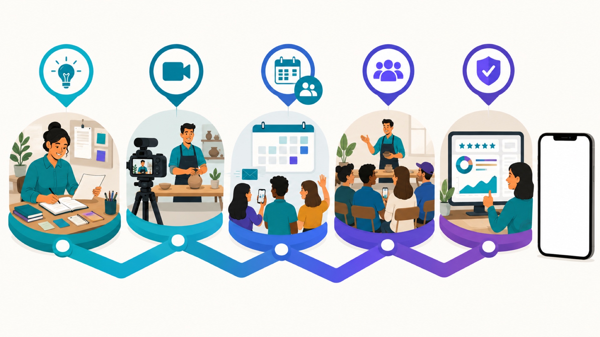 Infografik SMM panel Facebook untuk promo workshop lokal untuk perencanaan dan evaluasi