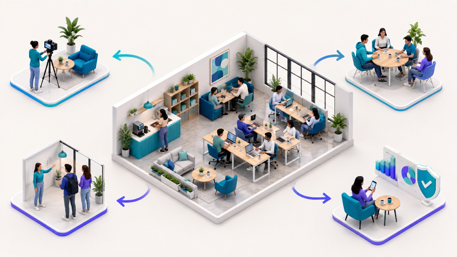 Infografik SMM panel untuk soft launching coworking space untuk perencanaan dan evaluasi