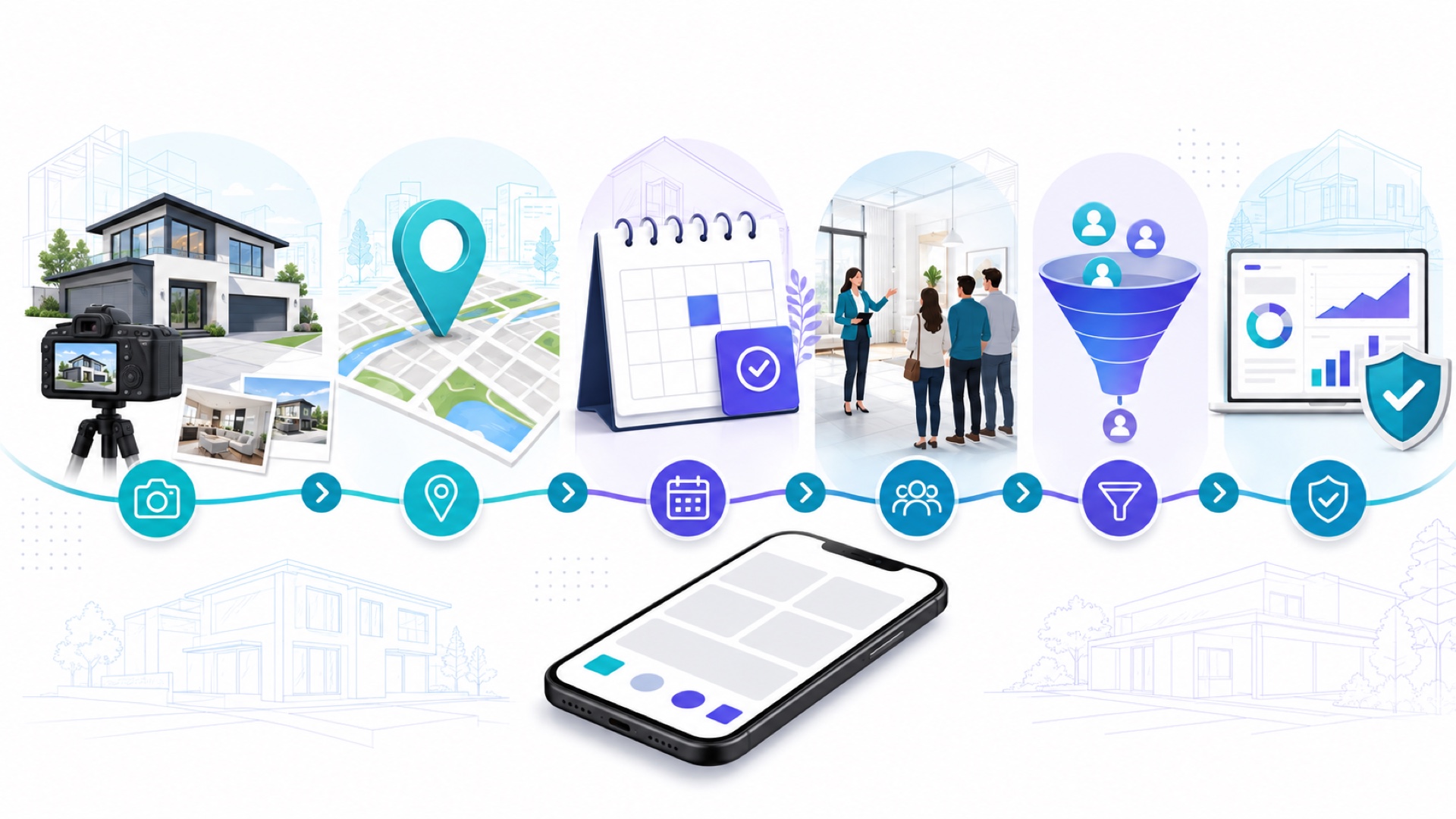 Infografik SMM panel Facebook untuk promosi open house properti untuk perencanaan dan evaluasi
