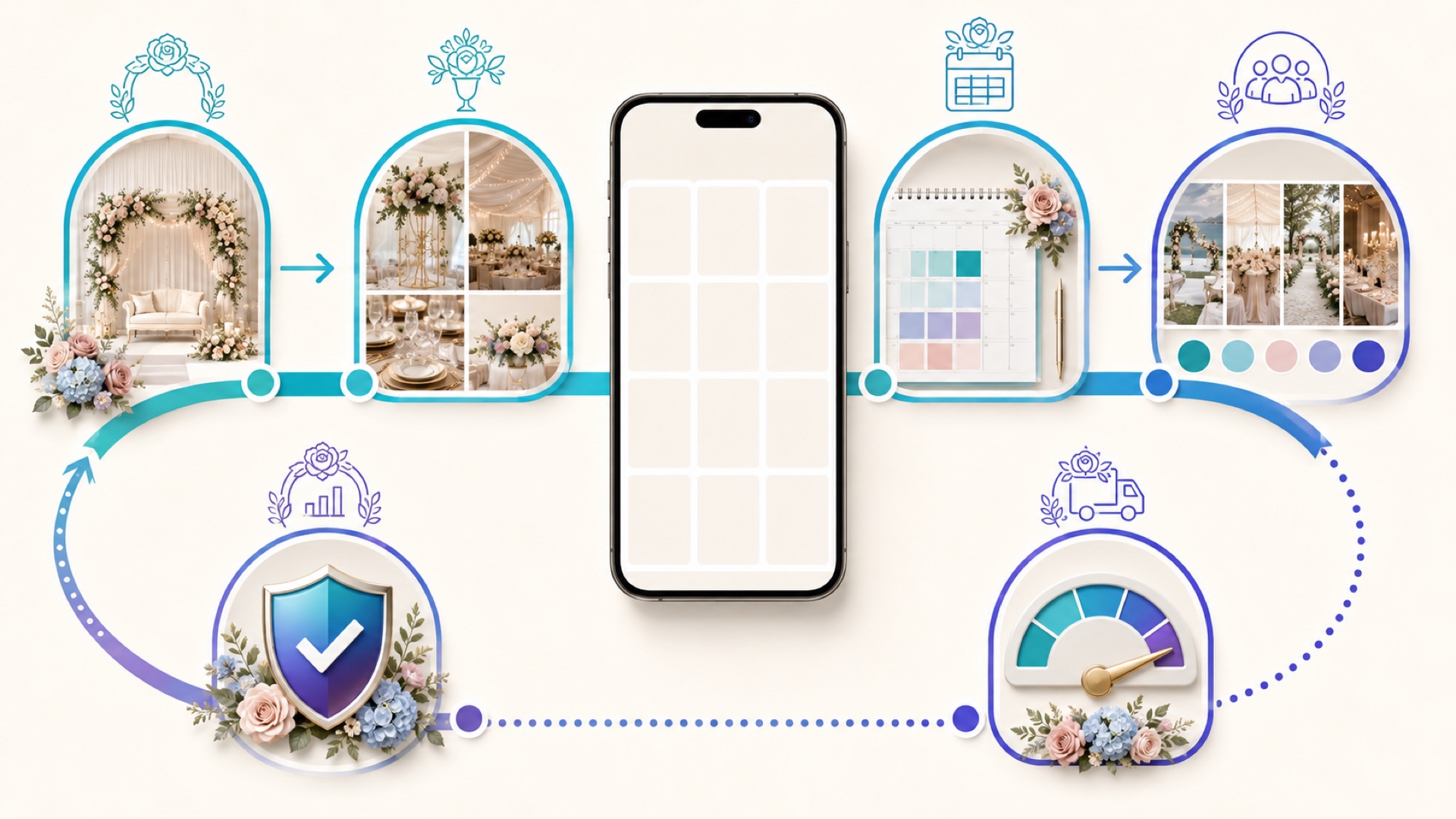 Infografik jasa followers Instagram untuk vendor dekorasi pernikahan untuk perencanaan dan evaluasi
